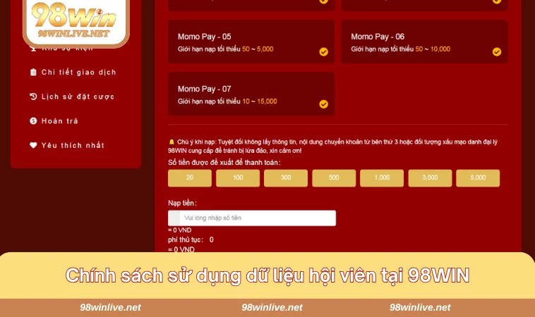 Chính sách sử dụng dữ liệu giúp 98WIN mang đến những thông tin phù hợp